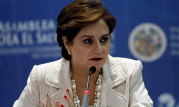 Mexico's Foreign Minister Patricia Espinosa speaks during a news conference at the 41st General Assembly of the Organisation of American States (OAS) in San Salvador June 6, 2011. REUTERS/Luis Galdamez/File Photo