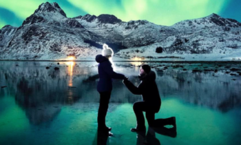 LOVE in front of Northern Lights