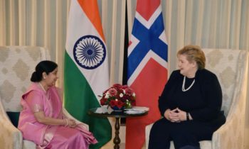 Indian External Affairs Minister and Norwegian Prime Minister Erna Solberg discussed ways of expanding bilateral ties