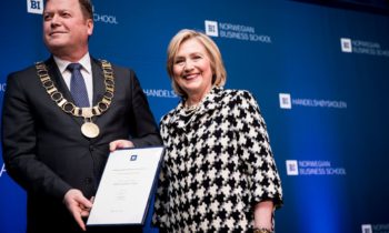 Former U.S. Secretary of State Hillary Clinton recognized as an honorary doctorate at BI