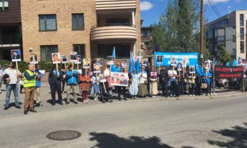 Uighurs protest outside Chinese embassy in Oslo